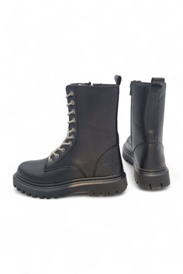 KADIN TAŞLI BAĞCIKLI FERMUARLI TERMO TABAN POSTAL BOT 40 - SİYAH