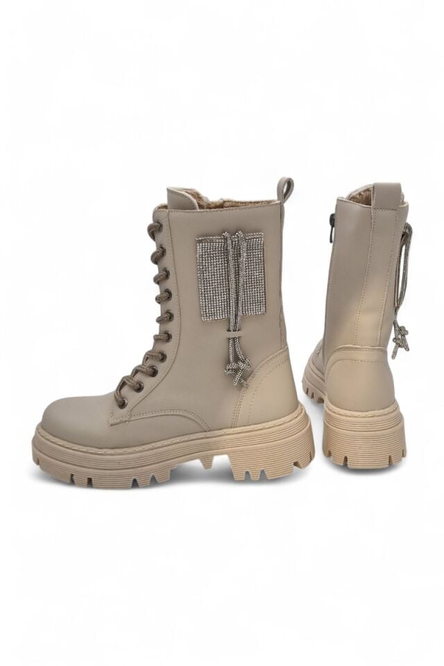 KADIN TAŞLI DETAYLI BAĞCIKLI FERMUARLI POSTAL BOT