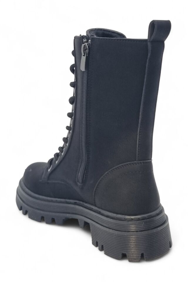 KADIN TAŞLI DETAYLI BAĞCIKLI FERMUARLI POSTAL BOT 40 - SİYAH