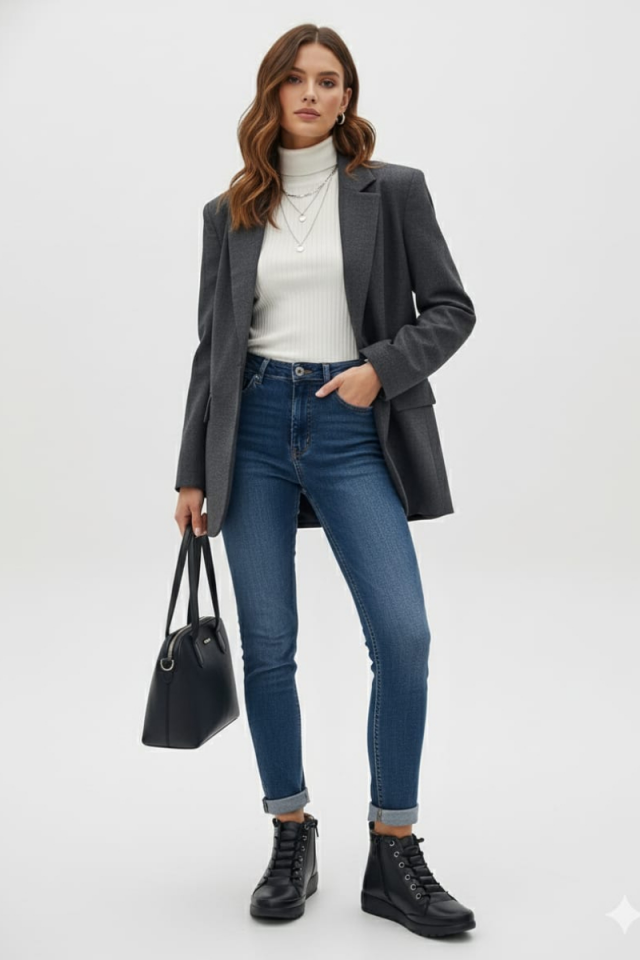 KADIN AKILLI BAĞCIKLI FERMUARLI ORTOPEDİK TABANLI BOT SİYAH CİLT - 40