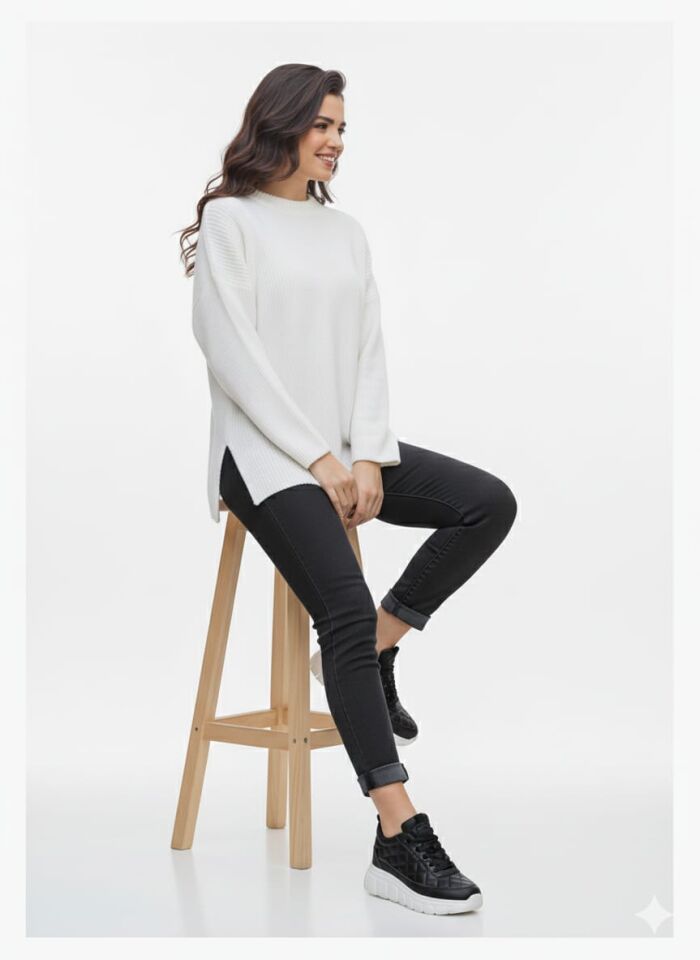 KADIN GÜNLÜK BAĞCIKLI SNEAKER KAPİTONE YÜRÜYÜŞ AYAKKABISI 40 - SİYAH-BEYAZ