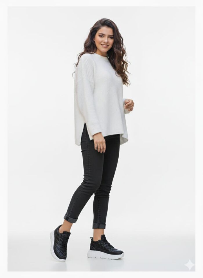 KADIN GÜNLÜK BAĞCIKLI SNEAKER KAPİTONE YÜRÜYÜŞ AYAKKABISI 40 - SİYAH-BEYAZ