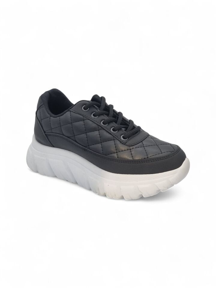 KADIN GÜNLÜK BAĞCIKLI SNEAKER KAPİTONE YÜRÜYÜŞ AYAKKABISI 40 - SİYAH-BEYAZ