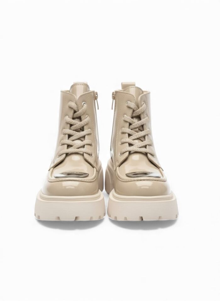 KADIN METAL TOKA DETAYLI RUGAN BAĞCIKLI FERMUARLI BOT 40 - KREM