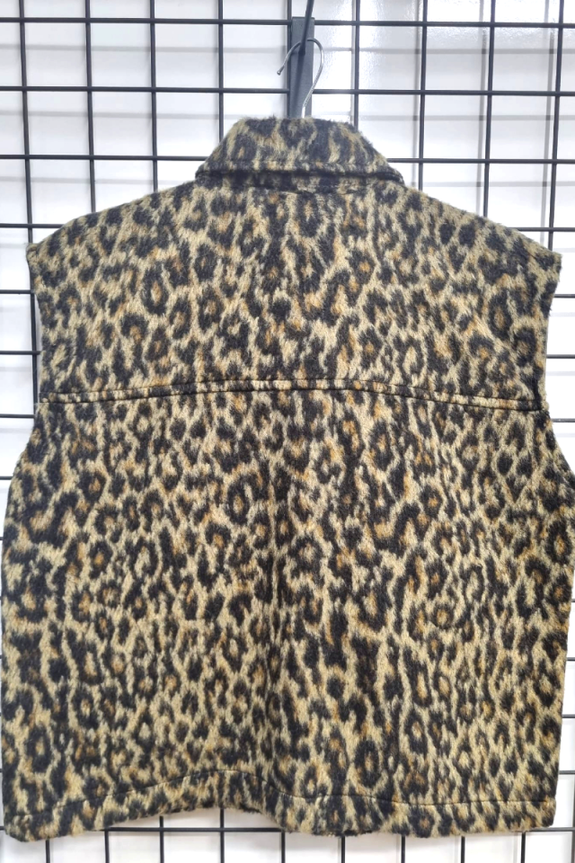 KADIN LEOPAR DESENLİ GOLD DÜĞME DETAYLI CEPLİ ŞIK YELEK 42 - LEOPAR