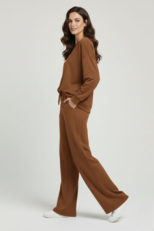 KADIN ŞIK RAHAT BİSİKLET YAKA ÇIMALI İKİLİ TAKIM