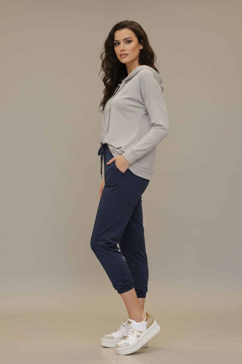 KADIN KAPŞONLU DÜĞME DETAYLI MODAL KUMAŞ SWEATSHİRT XL - GRİ