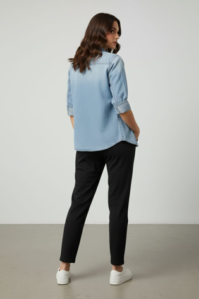 KADIN JOGGER ÇİMALI BELİ LASTİKLİ MODAL KUMAŞ PANTALON XL - SİYAH