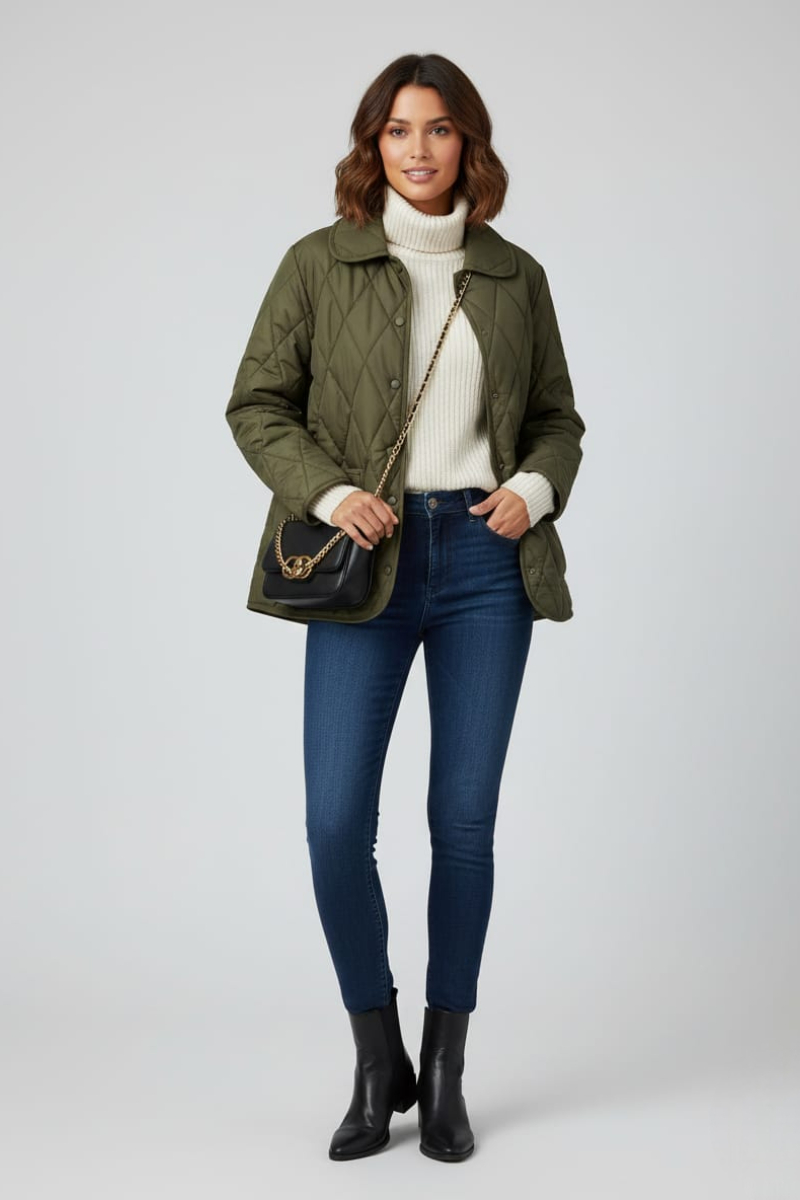 KADIN KAPİTONE CEPLİ MONT CEKET XL - HAKİ