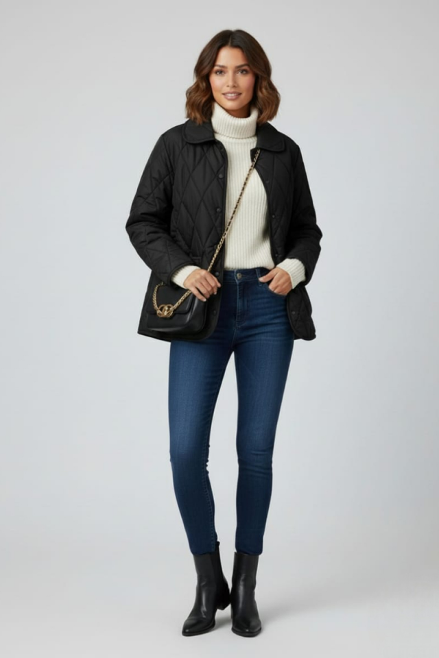 KADIN KAPİTONE CEPLİ MONT CEKET XL - SİYAH