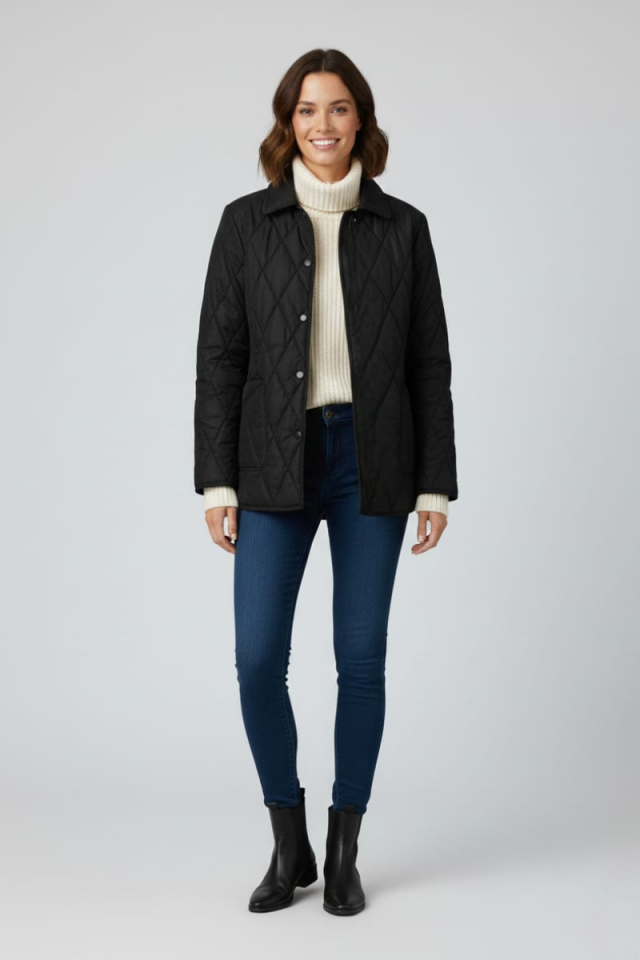 KADIN KAPİTONE CEPLİ MONT CEKET XL - SİYAH