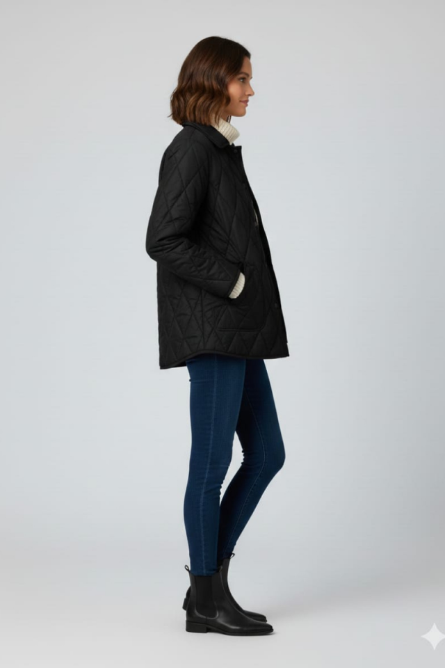 KADIN KAPİTONE CEPLİ MONT CEKET XL - SİYAH