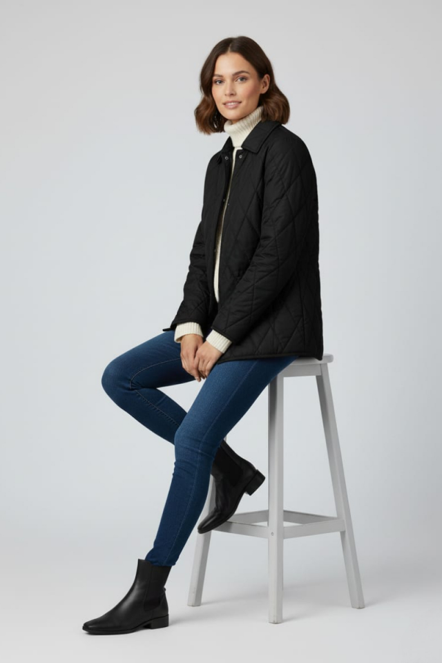 KADIN KAPİTONE CEPLİ MONT CEKET XL - SİYAH