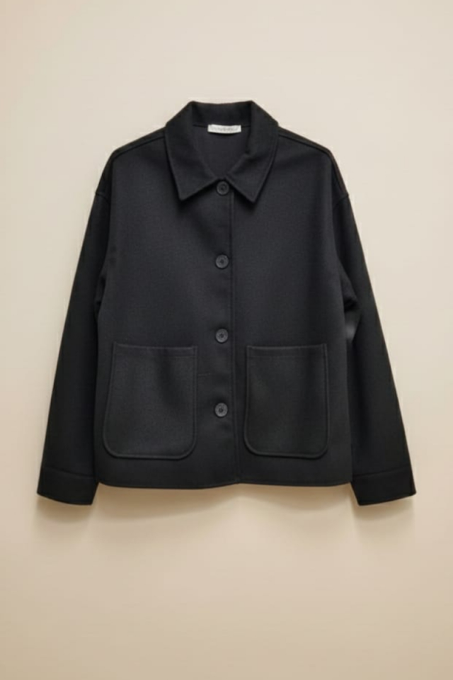 KADIN ÇİFT CEPLİ KISA KAŞE CEKET 40 - SİYAH