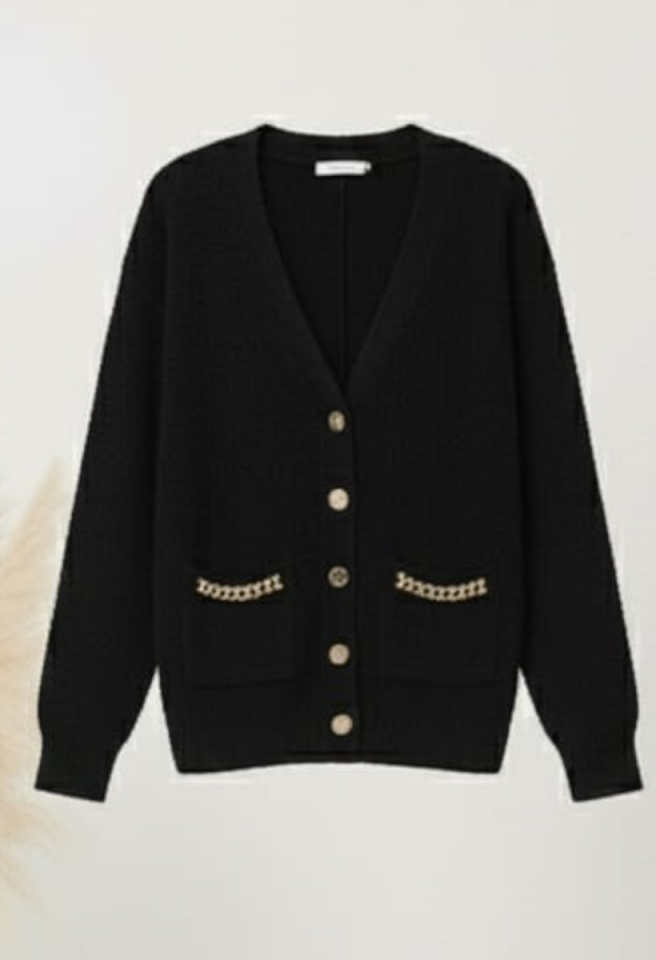 KADIN ZİGZAG BİYE CEPLİ GOLD DETAY DÜĞMELİ PELUŞ CEKET HIRKA STANDART - SİYAH