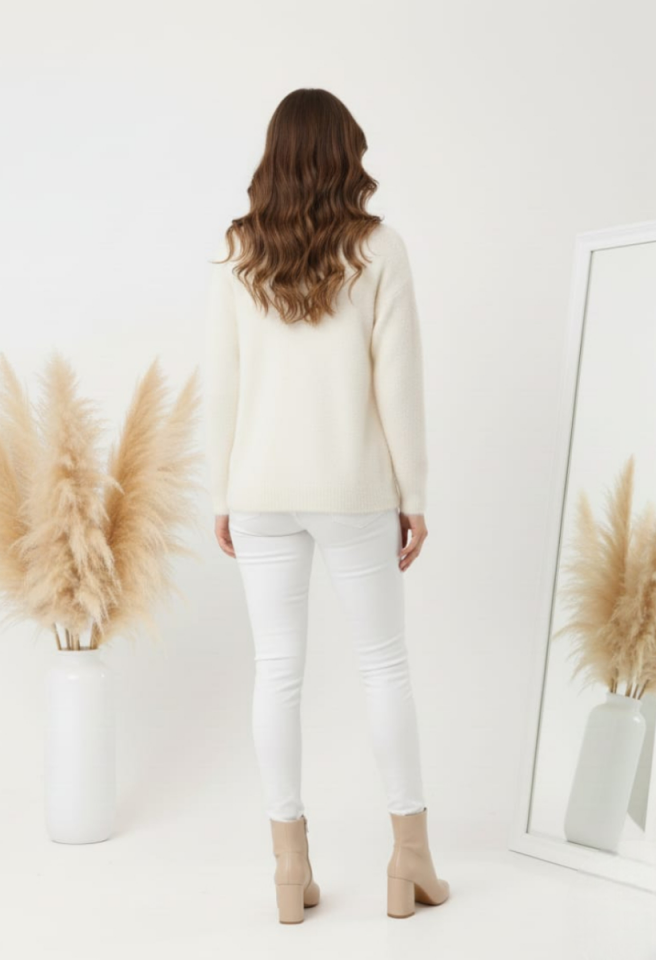 KADIN ZİGZAG BİYE CEPLİ GOLD DETAY DÜĞMELİ PELUŞ CEKET HIRKA STANDART - EKRU