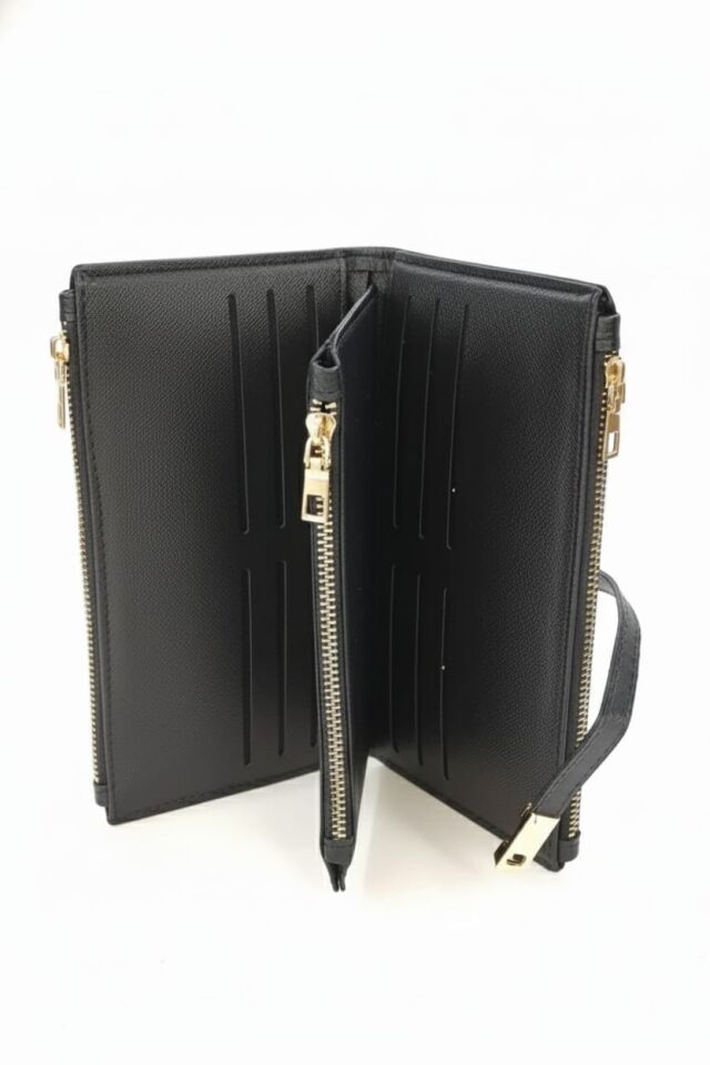 KADIN TOKALI PARA VE KART BÖLMELİ ŞIK EL CÜZDANI KAHVERENGİ LEOPAR