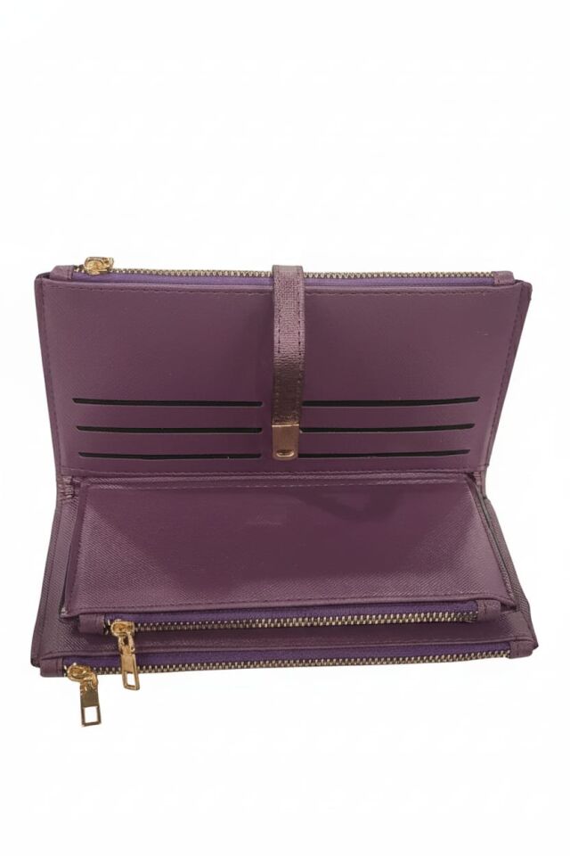 KADIN TOKALI PARA VE KART BÖLMELİ ŞIK EL CÜZDANI MOR