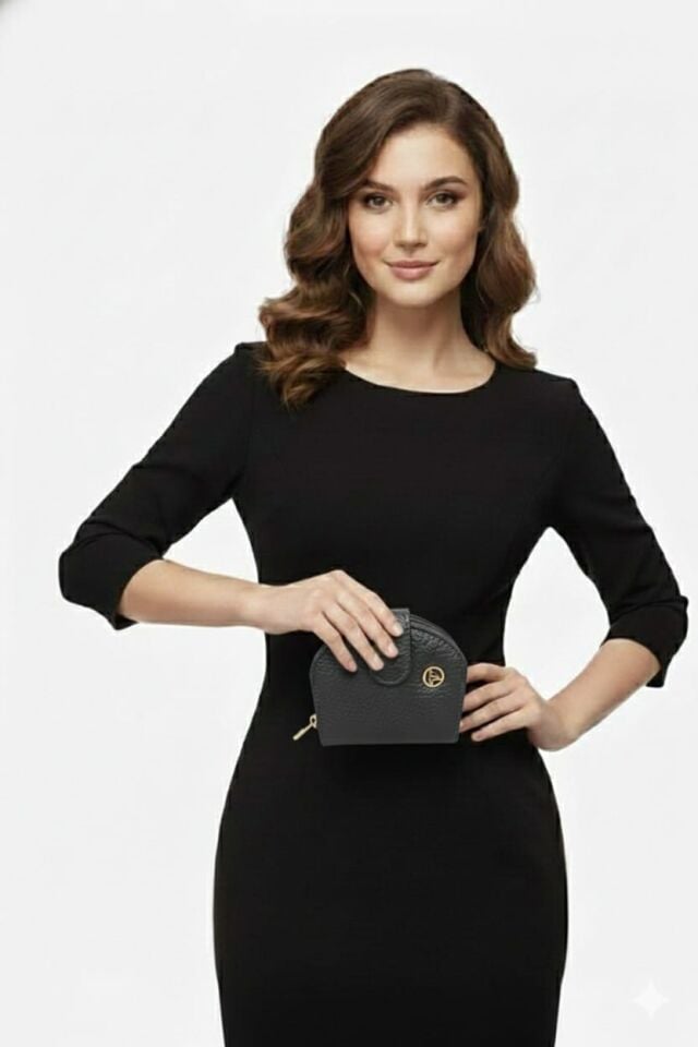 KADIN ÇITÇITLI PARA VE KART BÖLMELİ MİNİ CÜZDAN SİYAH