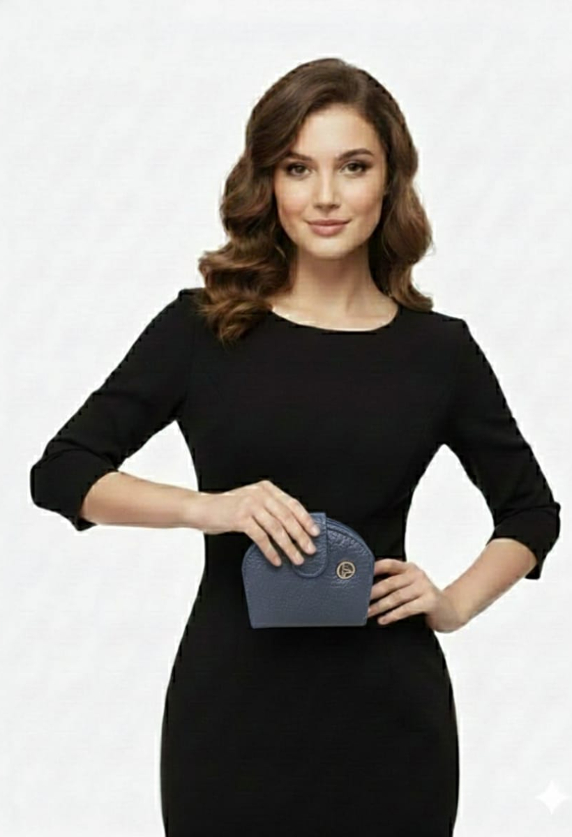 KADIN ÇITÇITLI PARA VE KART BÖLMELİ MİNİ CÜZDAN LACİVERT