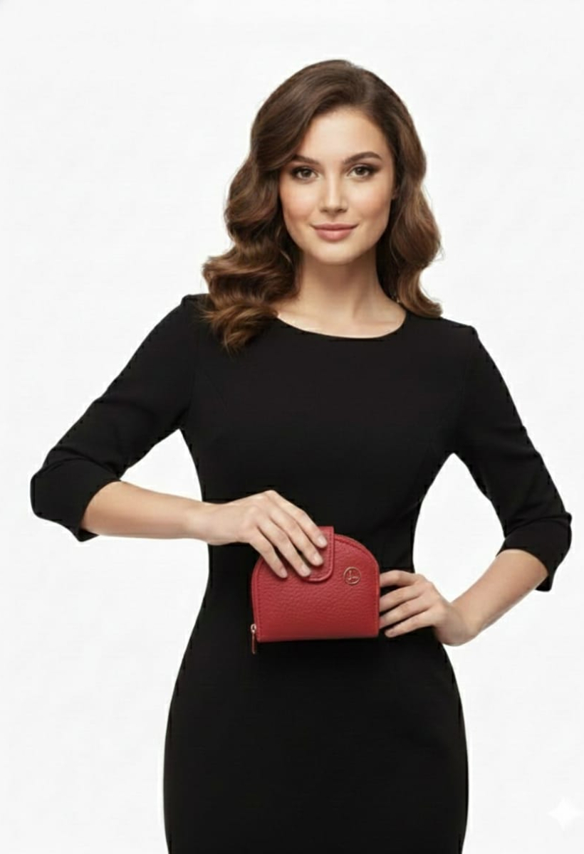 KADIN ÇITÇITLI PARA VE KART BÖLMELİ MİNİ CÜZDAN KIRMIZI