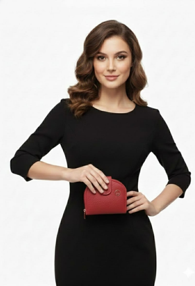 KADIN ÇITÇITLI PARA VE KART BÖLMELİ MİNİ CÜZDAN KIRMIZI