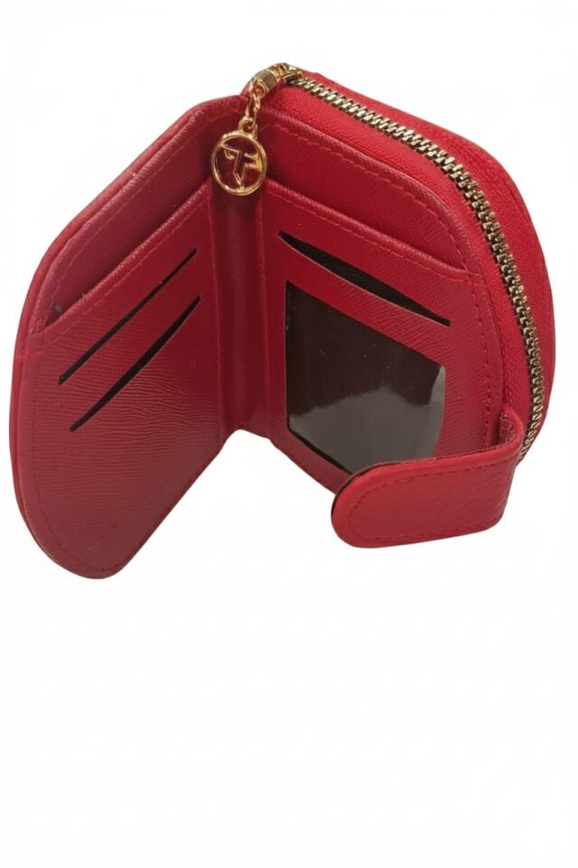 KADIN ÇITÇITLI PARA VE KART BÖLMELİ MİNİ CÜZDAN KIRMIZI