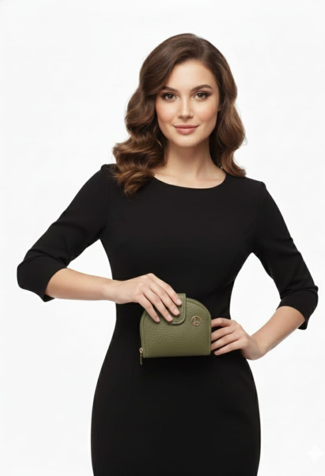 KADIN ÇITÇITLI PARA VE KART BÖLMELİ MİNİ CÜZDAN HAKİ