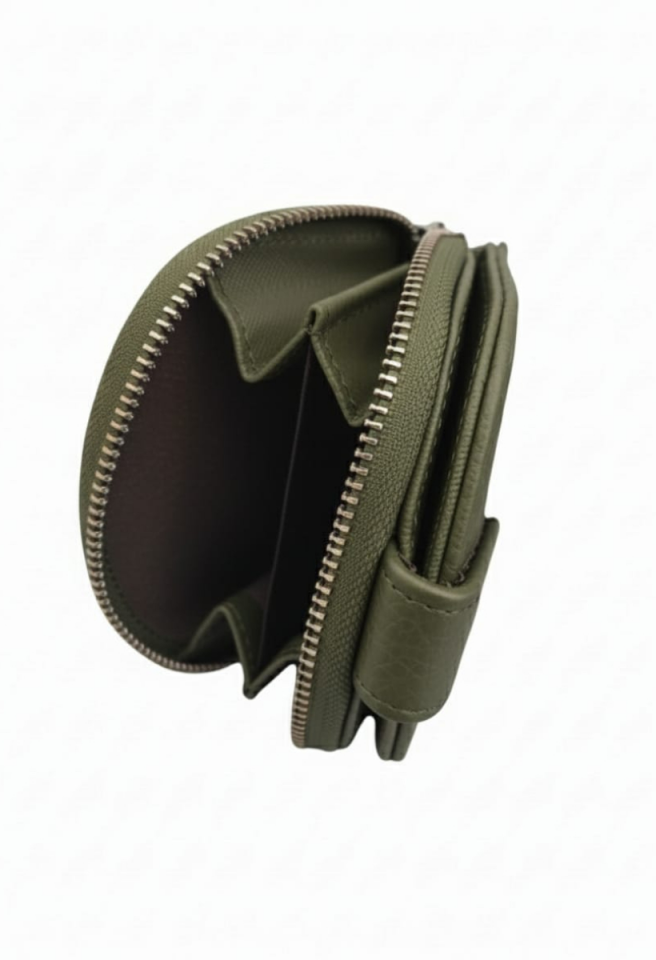 KADIN ÇITÇITLI PARA VE KART BÖLMELİ MİNİ CÜZDAN HAKİ