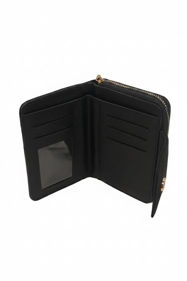 KADIN SÜET KAPAKLI FERMUARLI CÜZDAN SİYAH