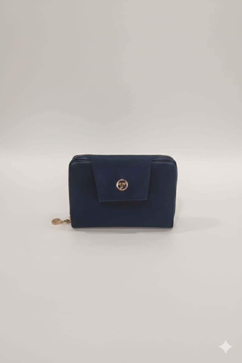 KADIN SÜET KAPAKLI FERMUARLI CÜZDAN LACİVERT