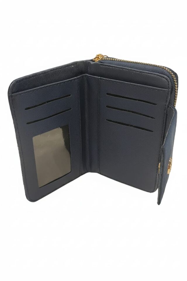 KADIN SÜET KAPAKLI FERMUARLI CÜZDAN LACİVERT