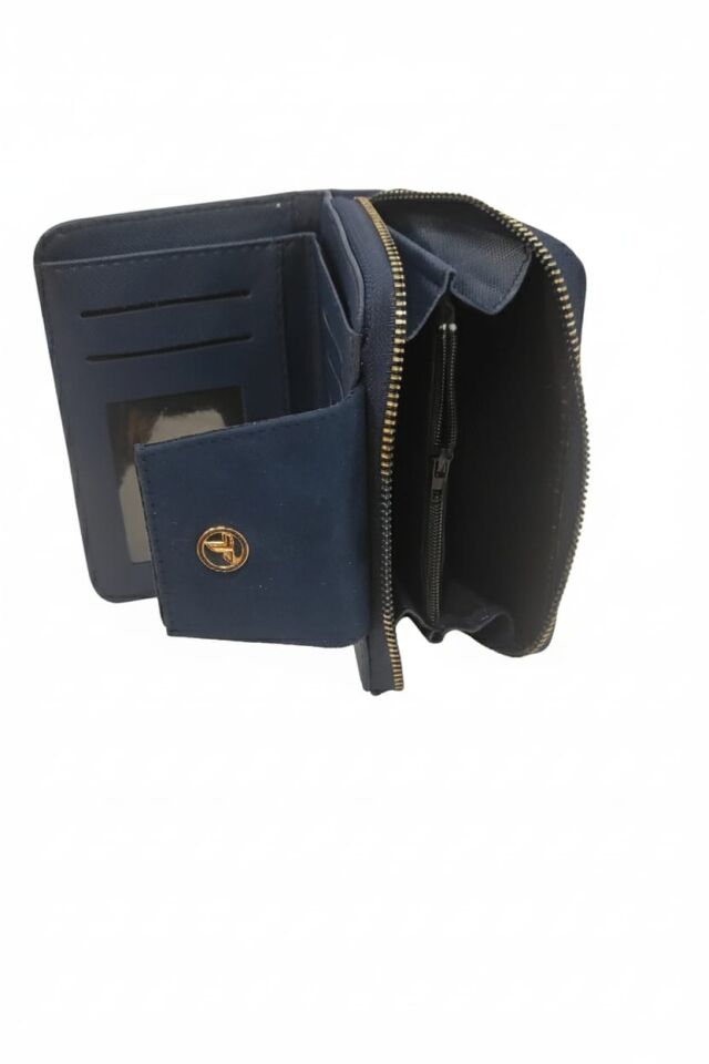 KADIN SÜET KAPAKLI FERMUARLI CÜZDAN LACİVERT