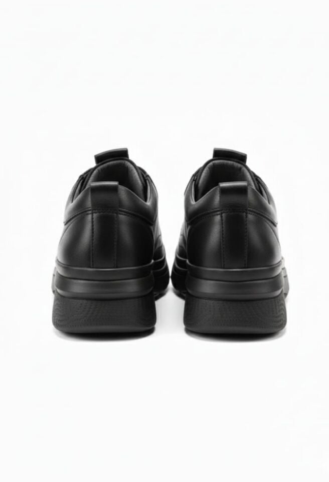 KADIN HAKİKİ DERİ COMFORT ORTOPEDİK TABANLI AKILLI BAĞCIKLI GÜNLÜK AYAKKABI SİYAH - 40