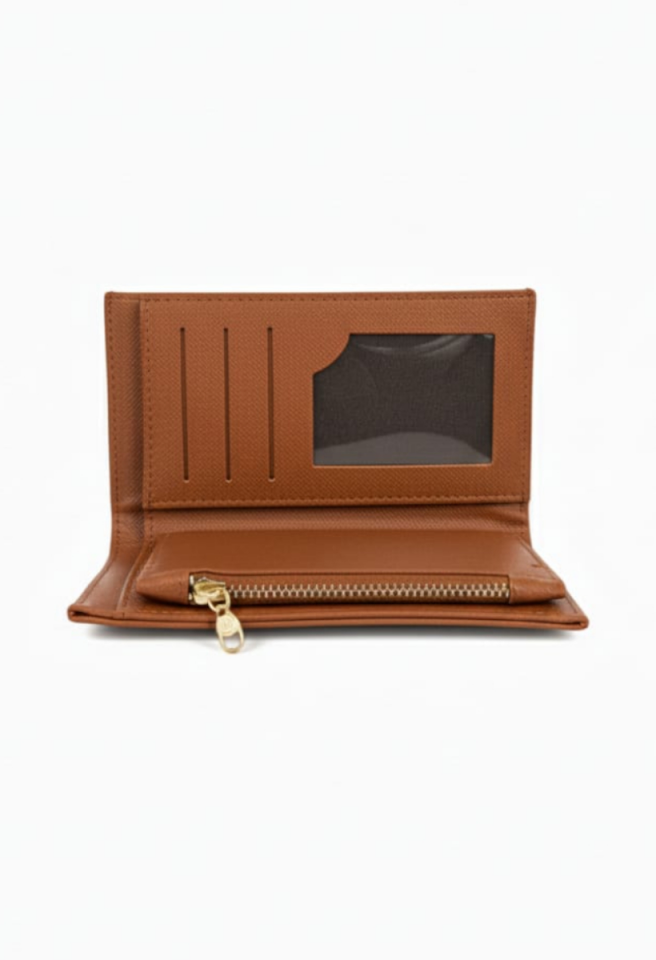 KADIN ORTA BOY FERMUARLI LOGO DETAYLI KART BÖLMELİ ŞIK CÜZDAN TABA