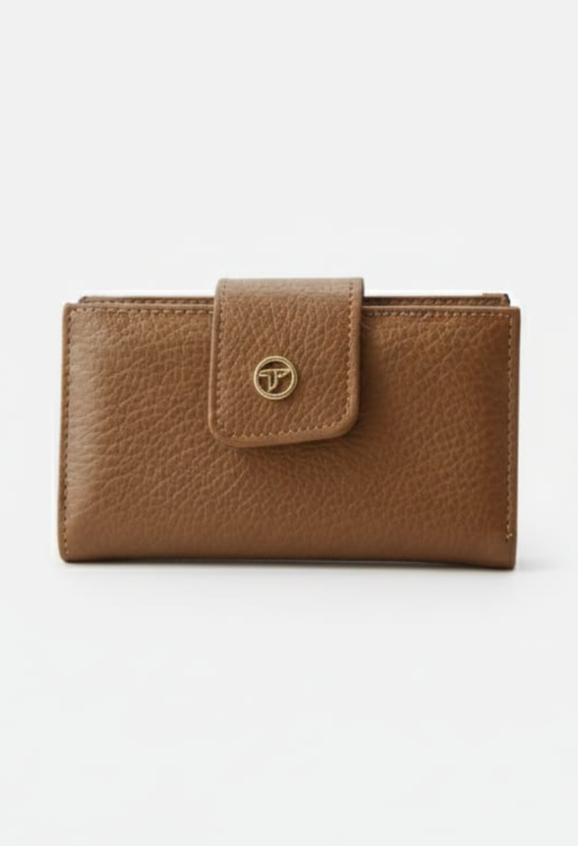 KADIN ORTA BOY FERMUARLI LOGO DETAYLI KART BÖLMELİ ŞIK CÜZDAN VİZON