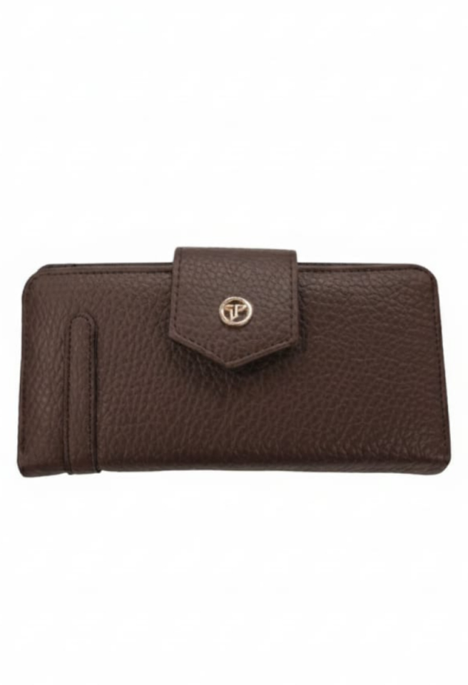 KADIN KALIN KAPAKLI FERMUARLI KARTLIK CÜZDAN ACI KAHVE