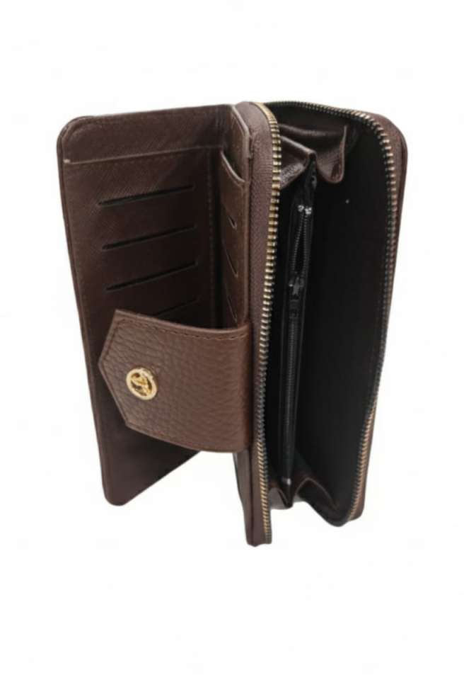 KADIN KALIN KAPAKLI FERMUARLI KARTLIK CÜZDAN ACI KAHVE