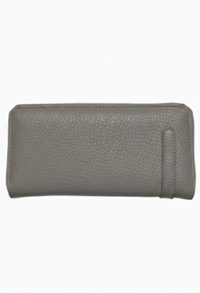 KADIN TOKALI VE FERMUARLI YATAY CÜZDAN FÜME