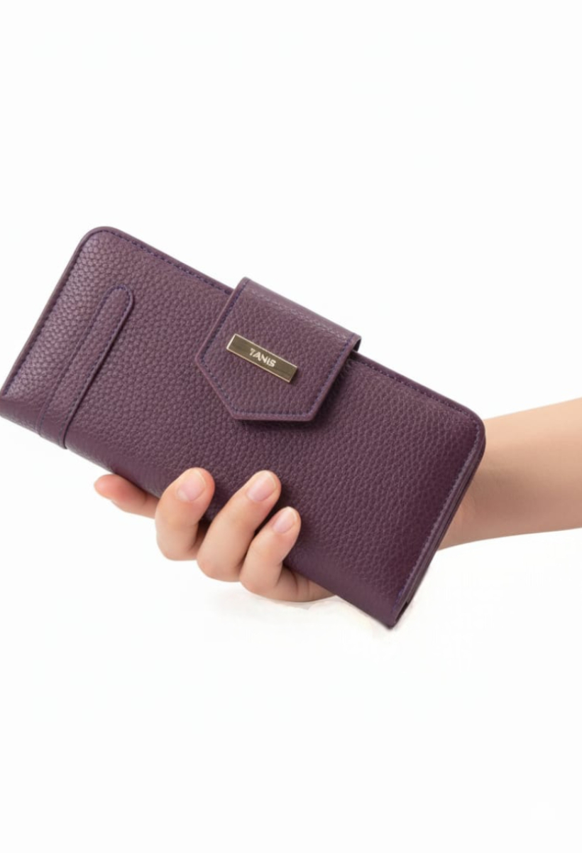 KADIN TOKALI VE FERMUARLI YATAY CÜZDAN MOR