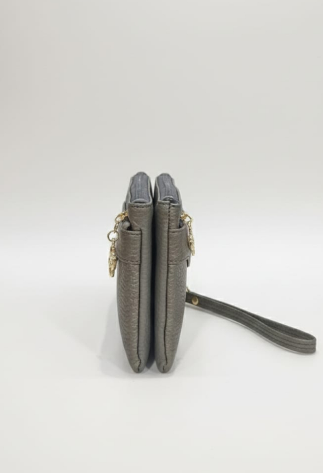 KADIN ORTA BOY CÜZDAN PORTFÖY VE ÇANTA KOYU GRİ