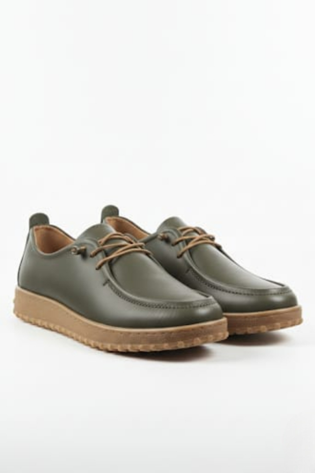 KADIN HAKİKİ DERİ ORTOPEDİK TABANLI AKILLI BAĞCIKLI CASUAL AYAKKABI 40 - HAKİ/TABA