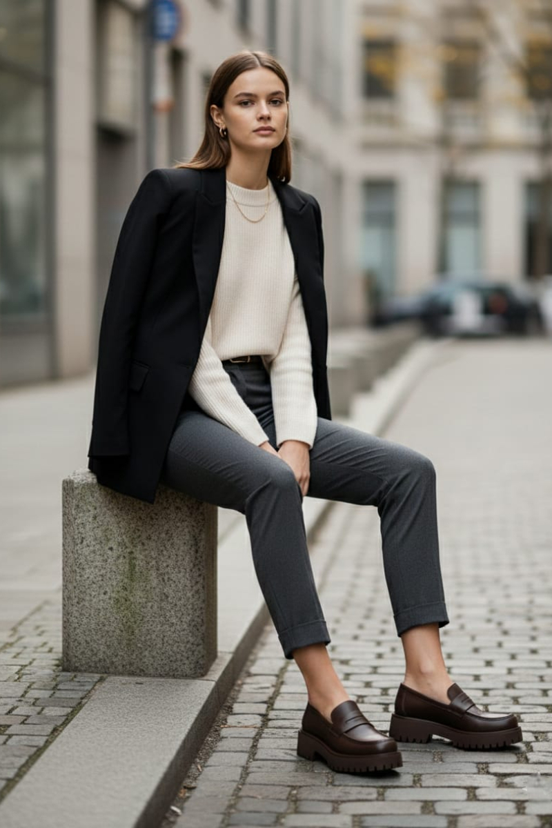 KADIN RAHAT ŞIK LOAFER AYAKKABI 40 - KAHVERENGİ