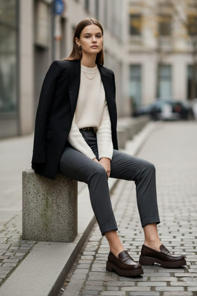 KADIN RAHAT ŞIK LOAFER AYAKKABI 40 - KAHVERENGİ