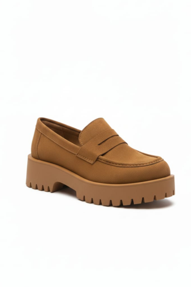 KADIN RAHAT ŞIK LOAFER AYAKKABI TABA SÜET - 40