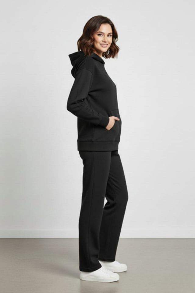 KADIN KAPÜŞONLU ALT ÜST EŞOFMAN TAKIM XL - SİYAH