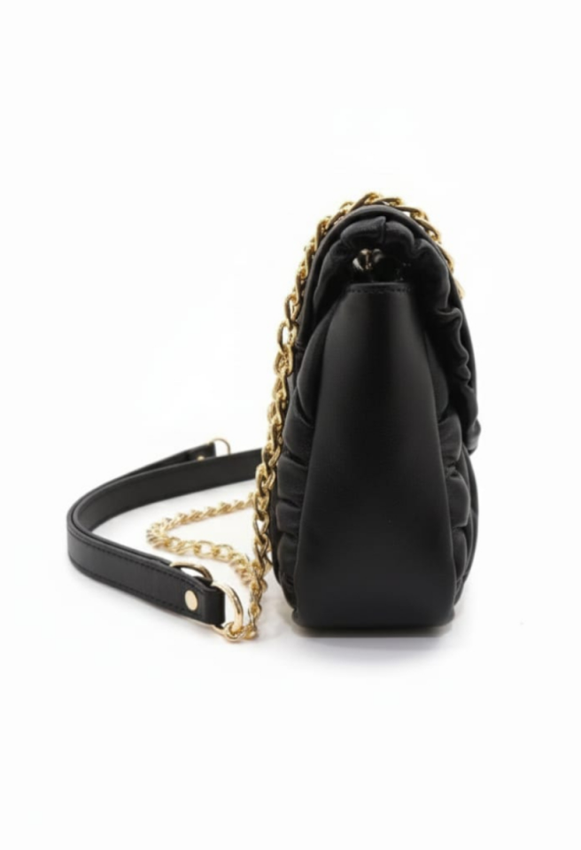 KADIN SARI ZİNCİR DETAYLI ASANSÖR SAPLI ÇANTA SİYAH