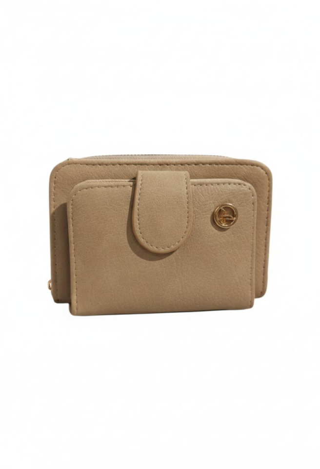 KADIN  AYNA VE KART BÖLMELİ CÜZDAN BEJ