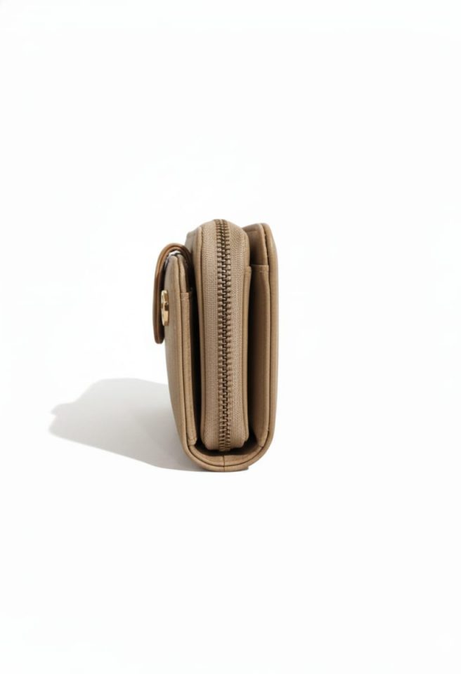 KADIN  AYNA VE KART BÖLMELİ CÜZDAN BEJ