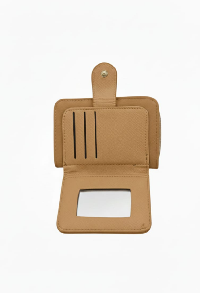 KADIN  AYNA VE KART BÖLMELİ CÜZDAN BEJ